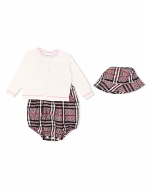 Burberry Kids チェック柄ロンパース（ピンク） - サムネイル1