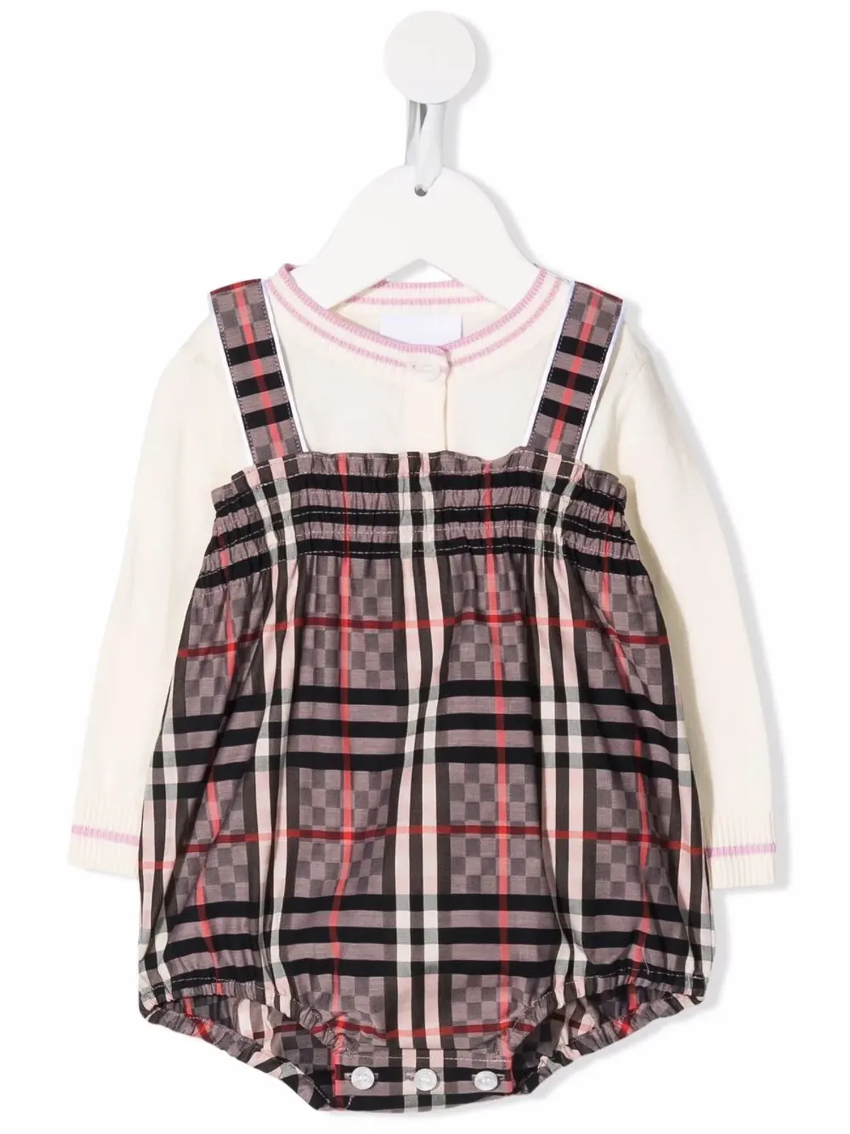 Burberry Kids チェック柄ロンパース（ピンク） - 画像2