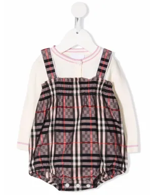 Burberry Kids チェック柄ロンパース（ピンク） - サムネイル2