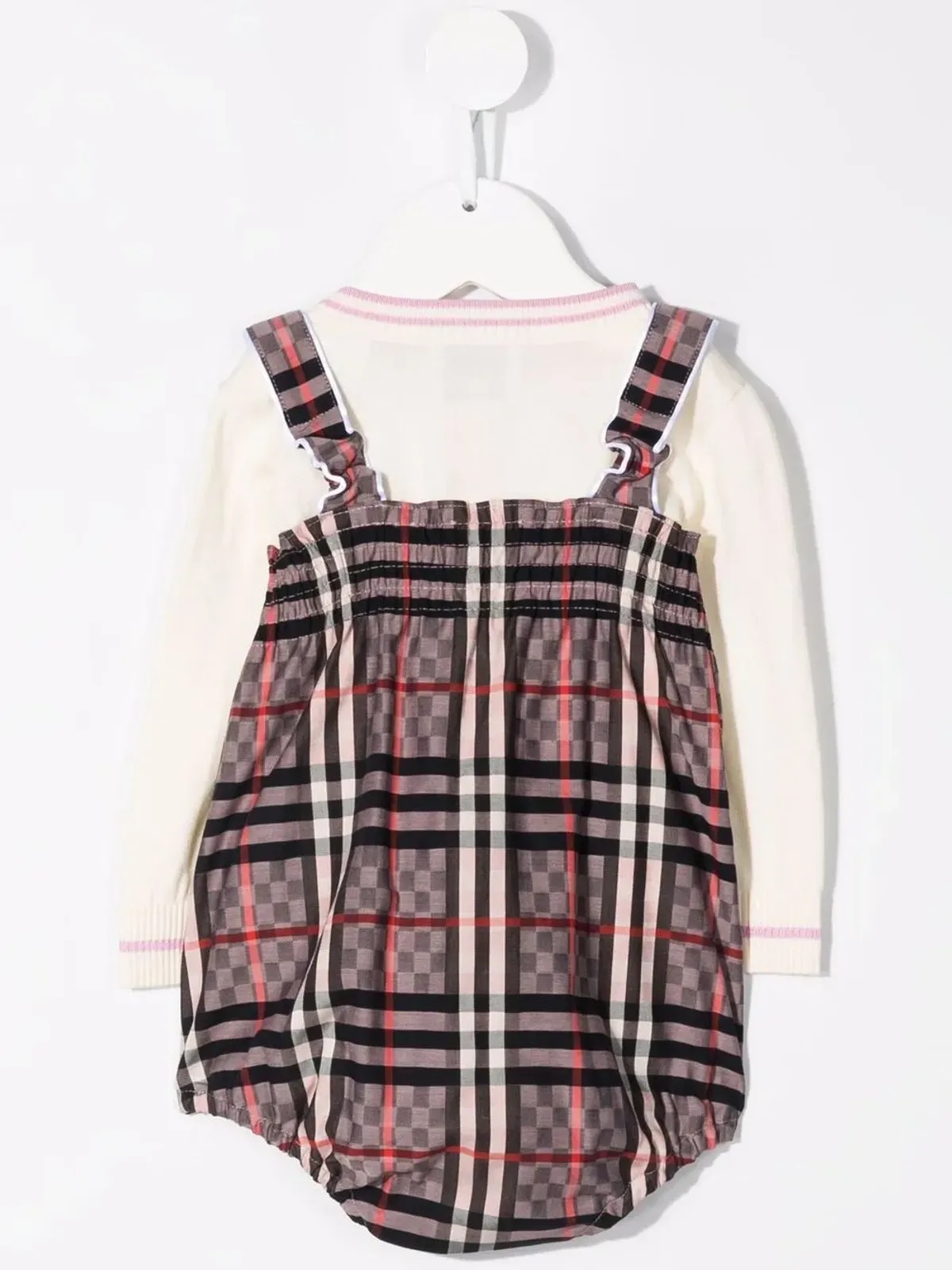 Burberry Kids チェック柄ロンパース（ピンク） - 画像3
