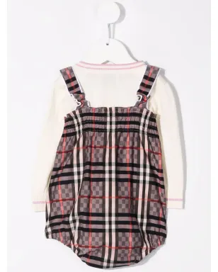 Burberry Kids チェック柄ロンパース（ピンク） - サムネイル3