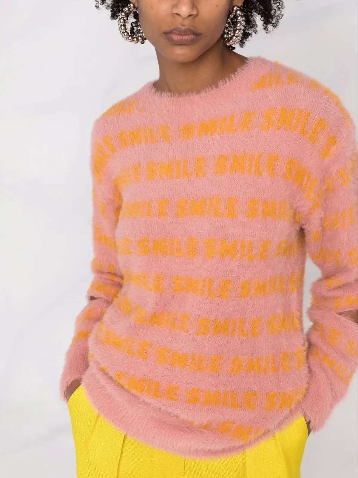 Stella McCartney フラフィー ワーズ 長袖ニットジャンパー ピンク - 画像5