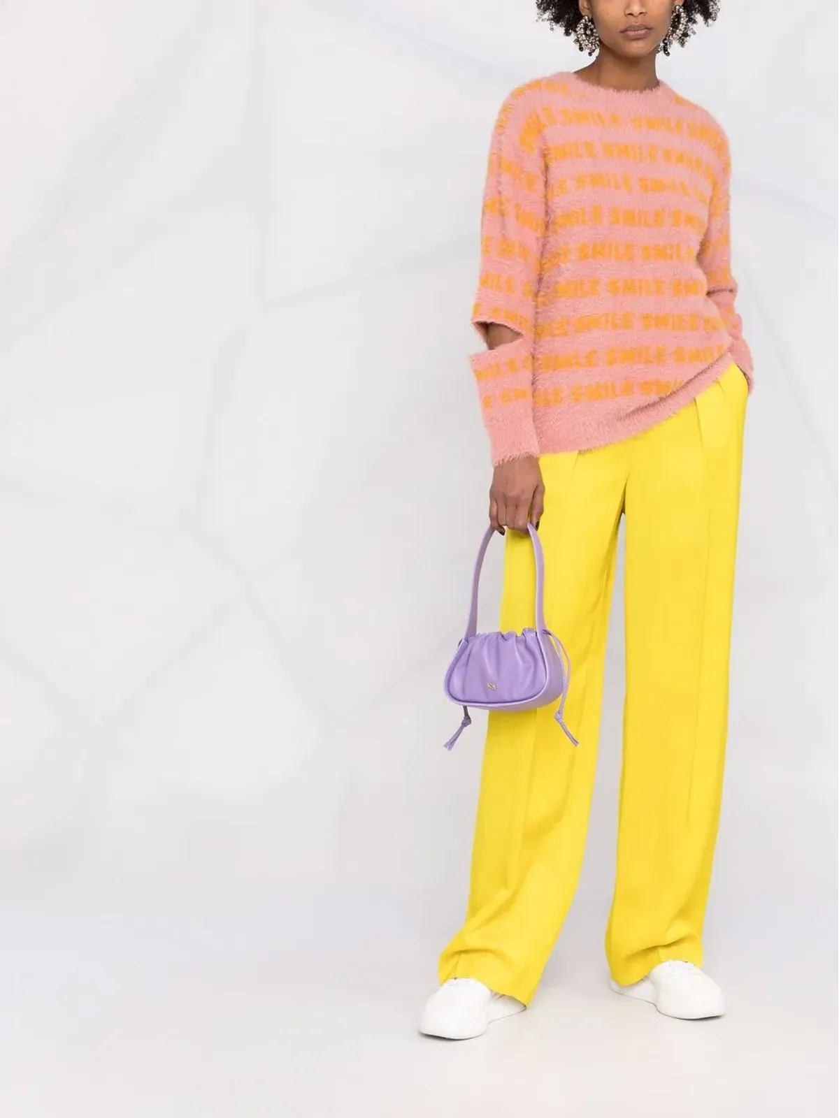 Stella McCartney フラフィー ワーズ 長袖ニットジャンパー ピンク - 画像2