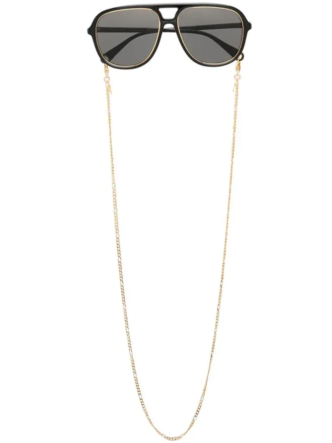 Gucci Eyewear Gucci Eyewear ナビゲーターフレーム ティントサングラス - ブラックの商品画像
