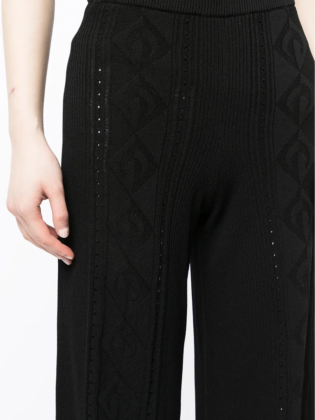 Marine Serre 三日月柄ワイドレッグパンツ - ブラック - 画像5