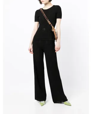 Marine Serre 三日月柄ワイドレッグパンツ - ブラック - サムネイル2