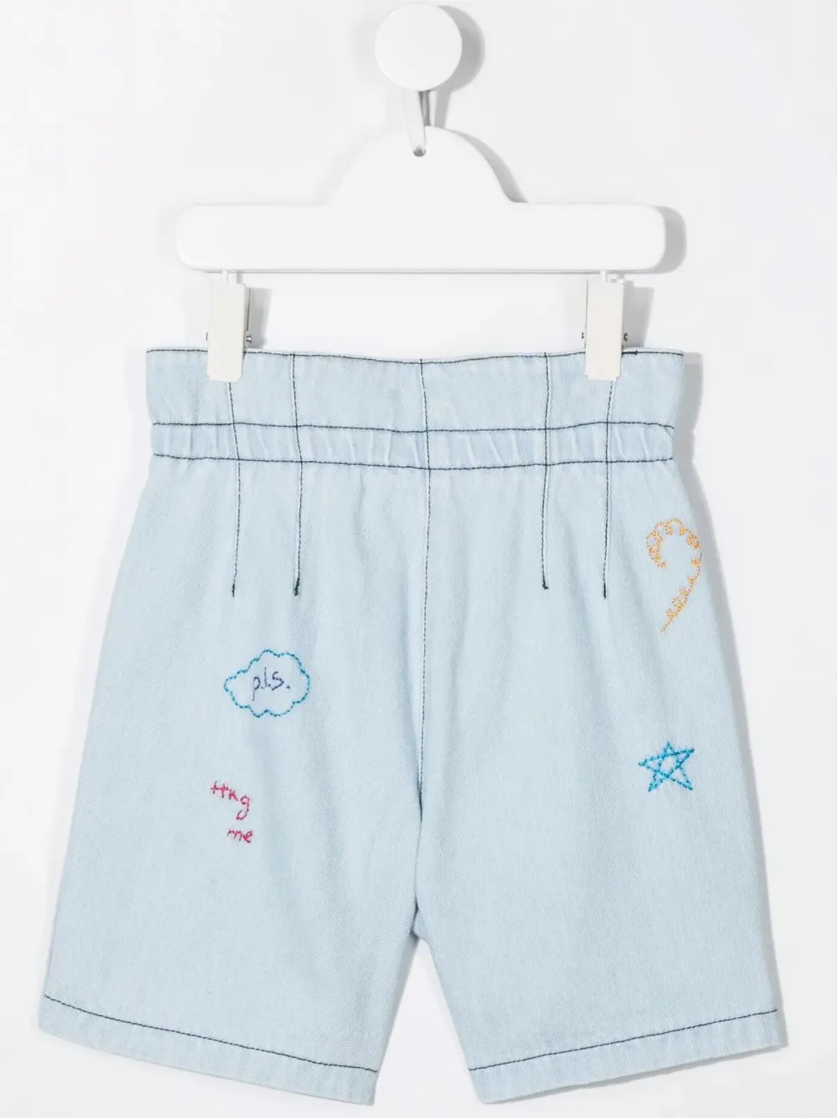 Philosophy Di Lorenzo Serafini Kids 刺繍入りコントラストステッチデニムショートパンツ - ブルー - 画像2