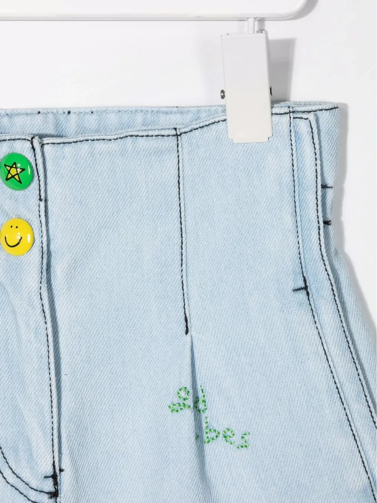 Philosophy Di Lorenzo Serafini Kids 刺繍入りコントラストステッチデニムショートパンツ - ブルー - 画像3