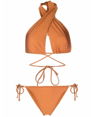 Noire Swimwear 高光沢の三角カップビキニセット - オレンジ - サムネイル1