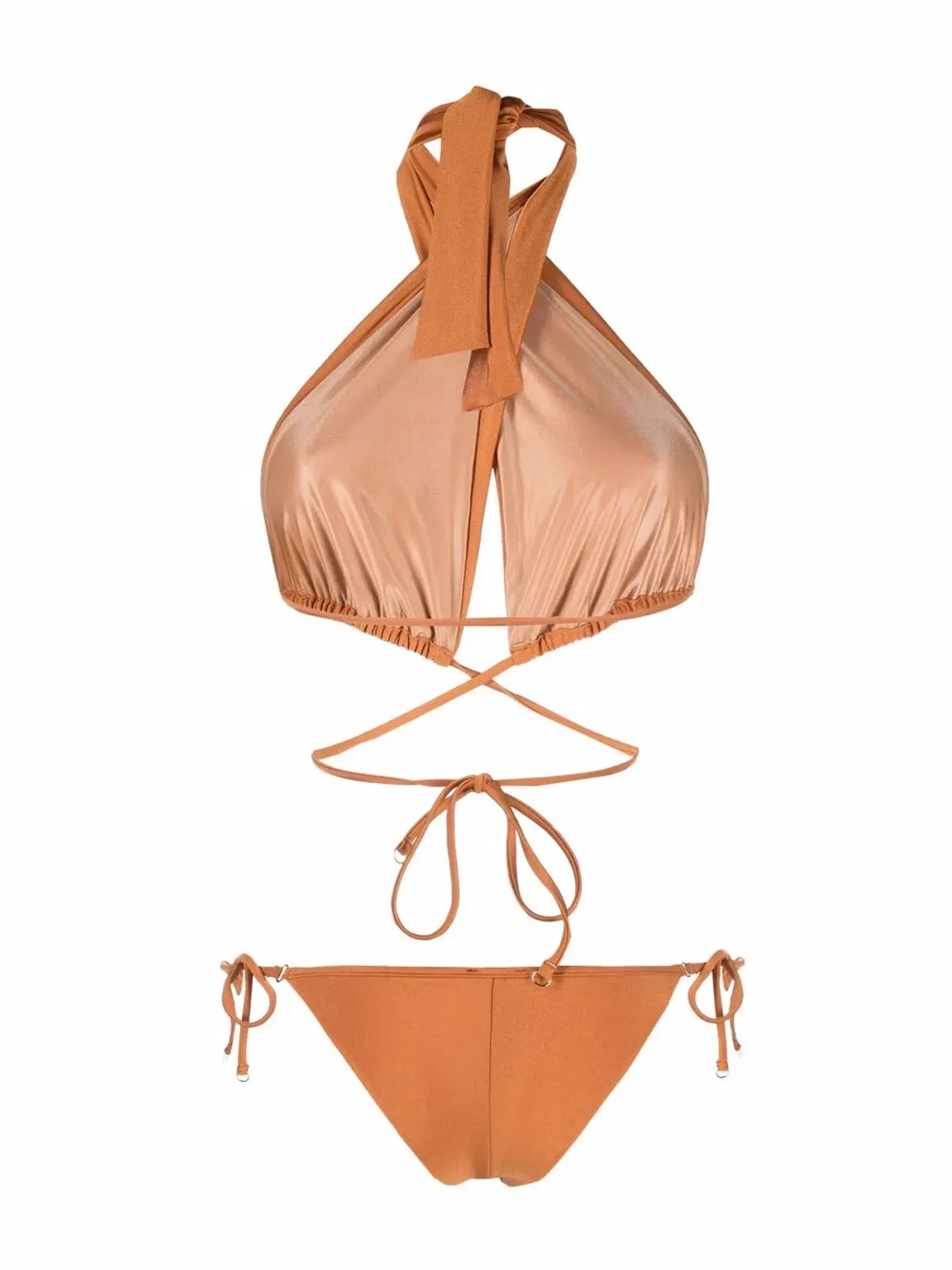Noire Swimwear 高光沢の三角カップビキニセット - オレンジ - 画像2
