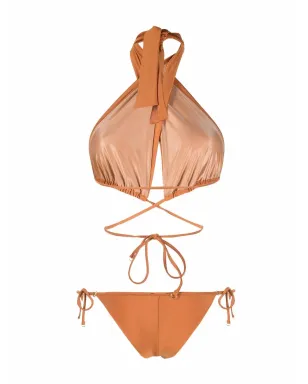 Noire Swimwear 高光沢の三角カップビキニセット - オレンジ - サムネイル2