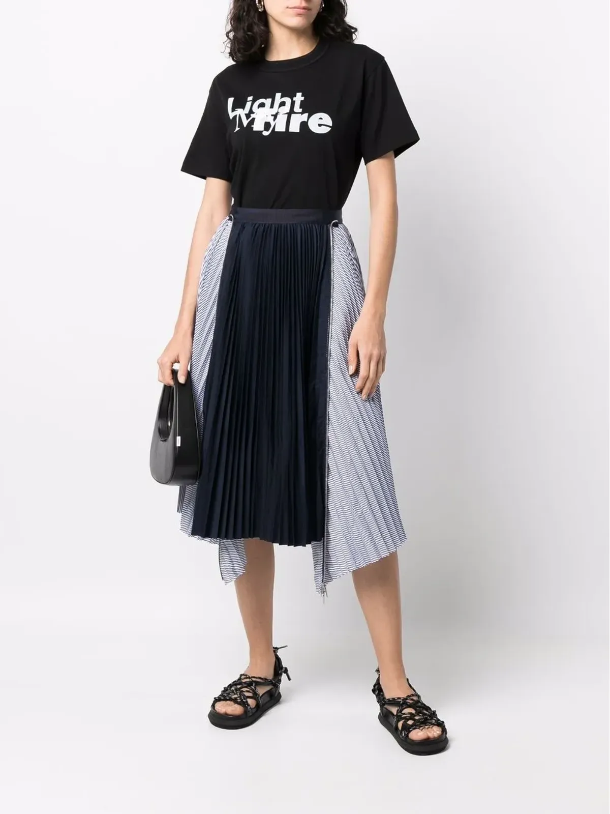 sacai ハイウエストパネルドプリーツスカート - 画像2