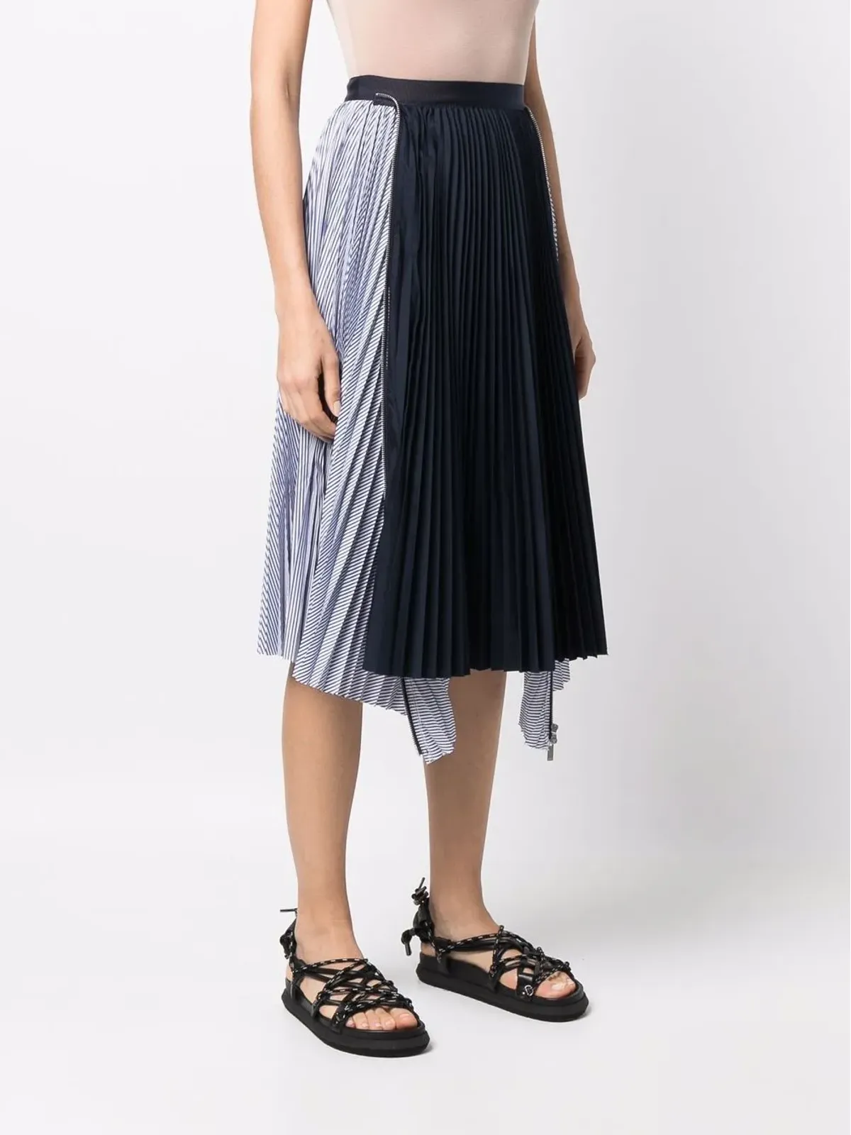 sacai ハイウエストパネルドプリーツスカート - 画像3