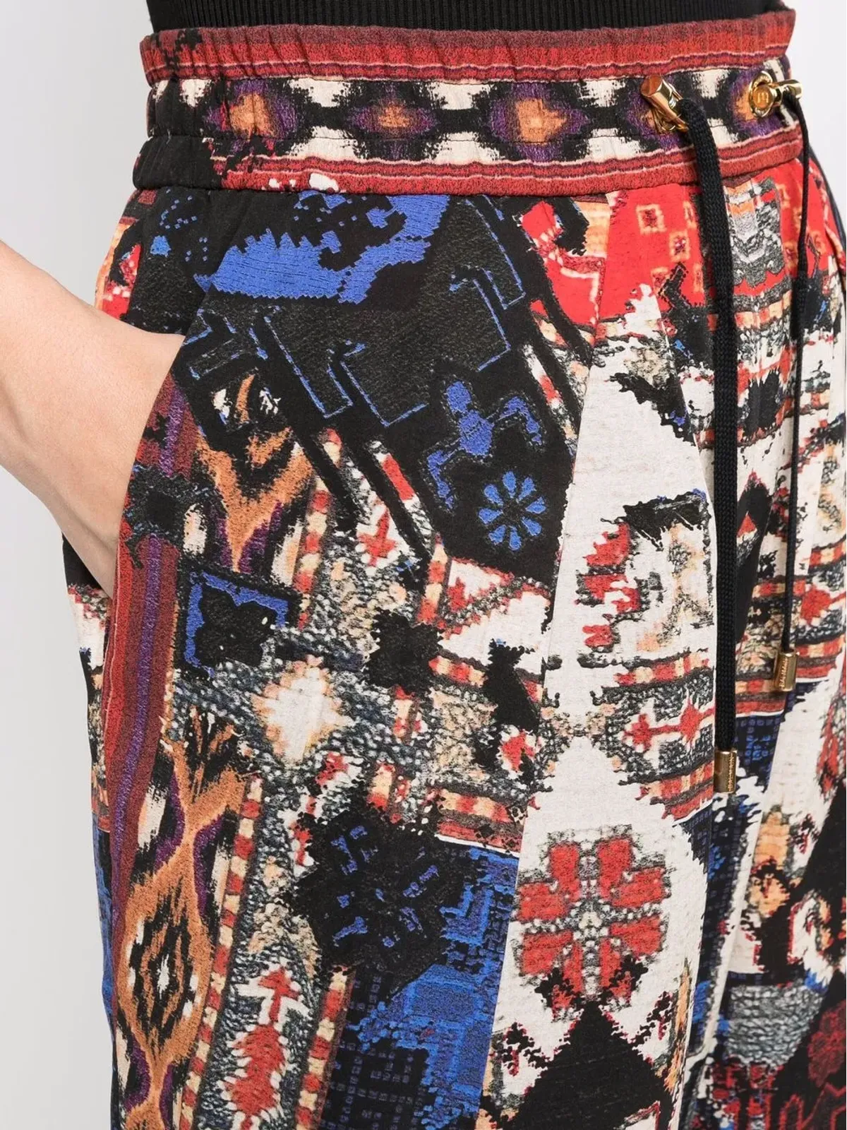 Balmain 抽象柄プリント クロップドパンツ - レッド - 画像5