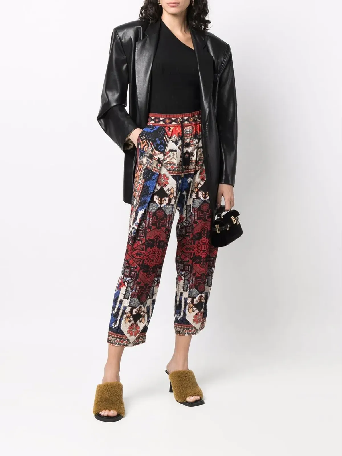 Balmain 抽象柄プリント クロップドパンツ - レッド - 画像2