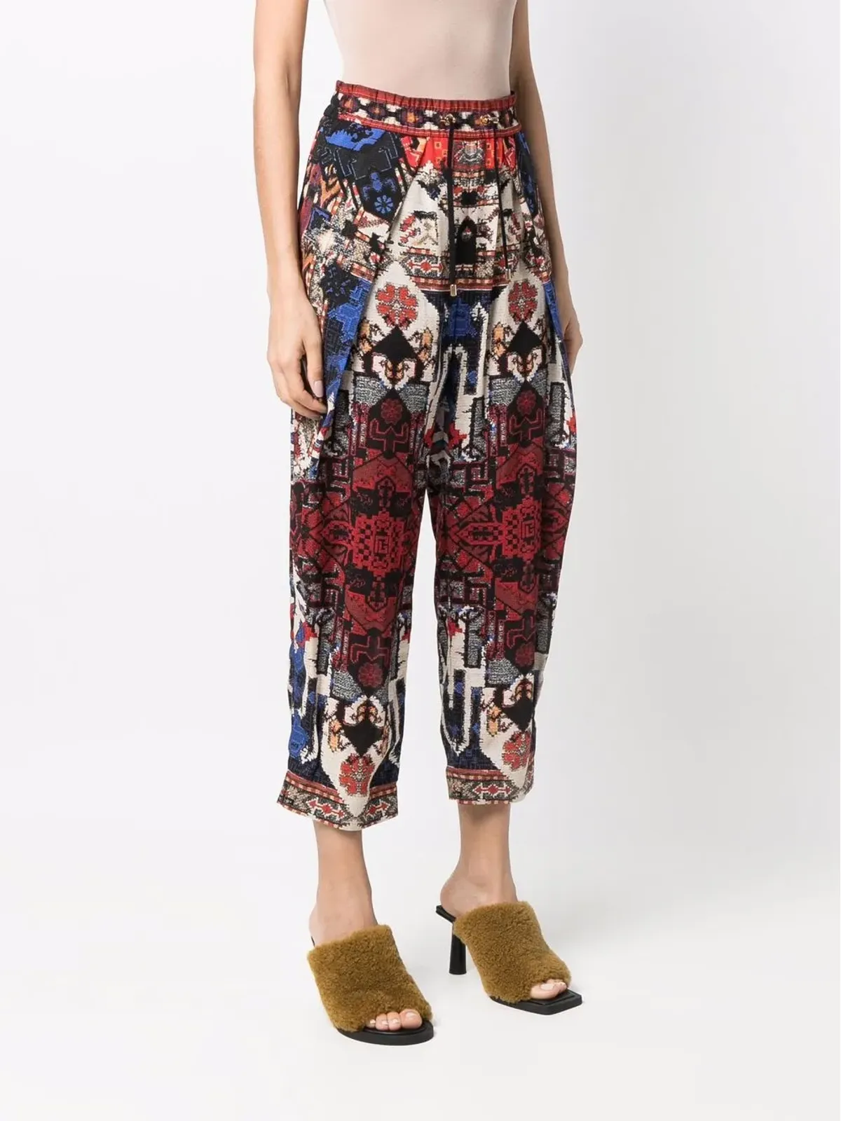 Balmain 抽象柄プリント クロップドパンツ - レッド - 画像3