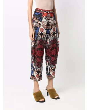Balmain 抽象柄プリント クロップドパンツ - レッド - サムネイル3