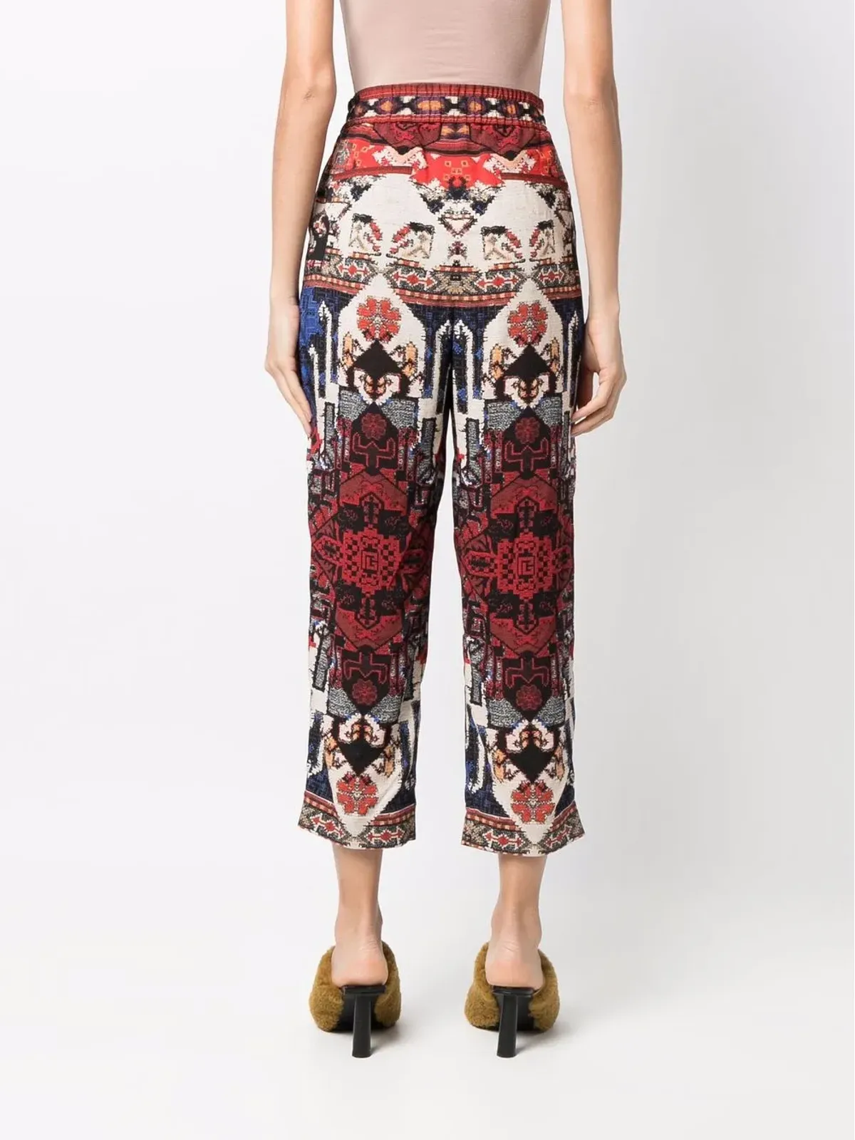 Balmain 抽象柄プリント クロップドパンツ - レッド - 画像4