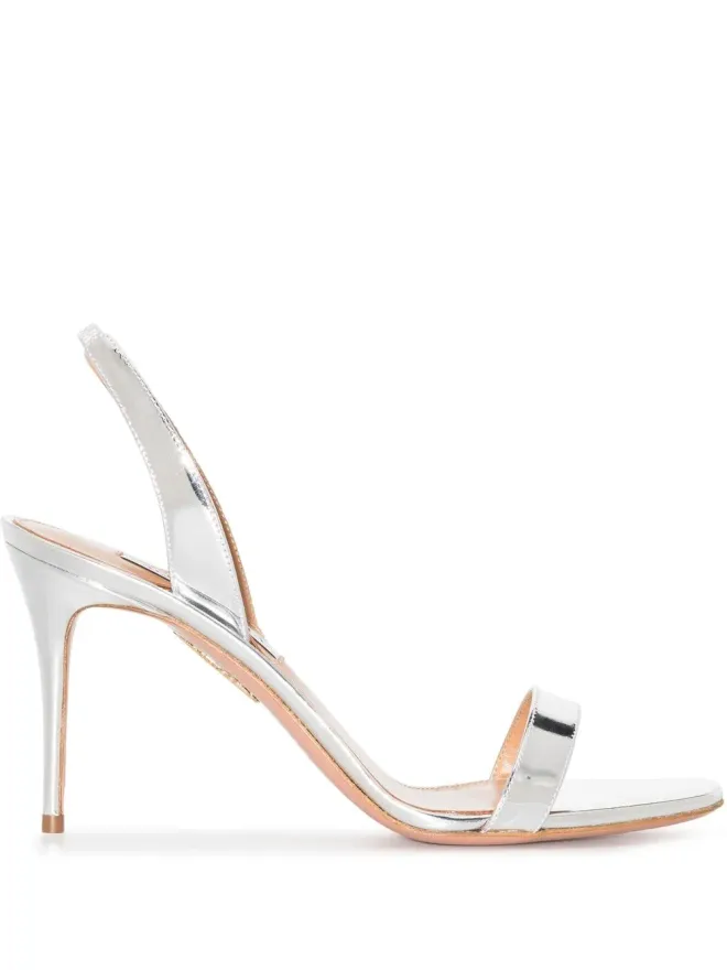 Aquazzura Aquazzura So Nude メタリック スリングバック サンダル - シルバーの商品画像