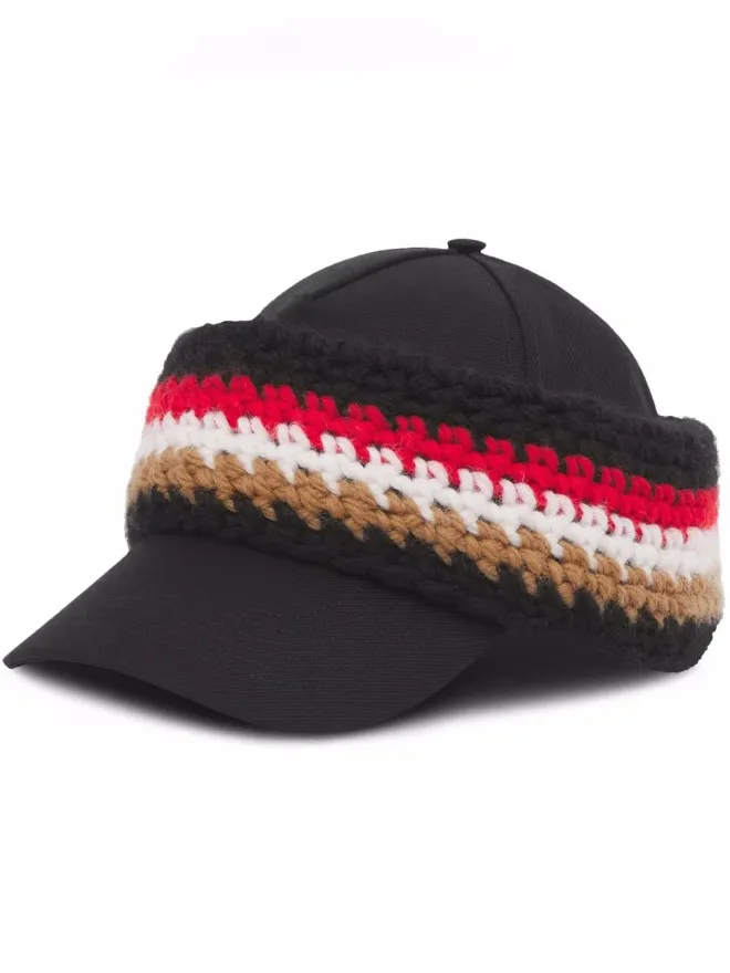 Burberry Burberry ニットヘッドバンド付きベースボールキャップ - ブラックの商品画像