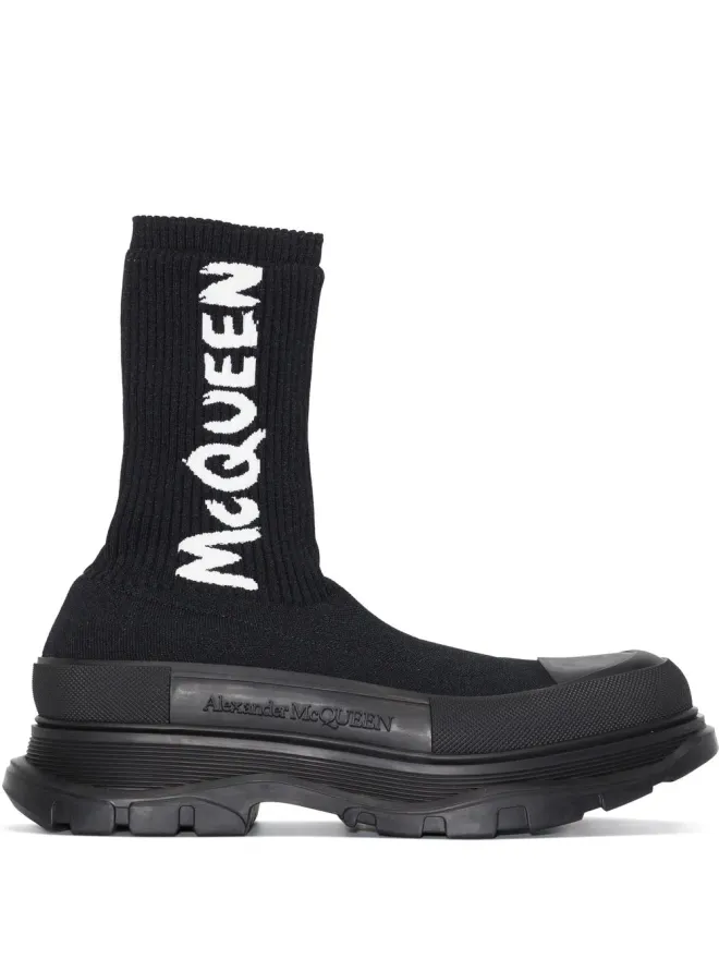 Alexander McQueen Alexander McQueen トレッドソックスタイルブーツ - ブラックの商品画像