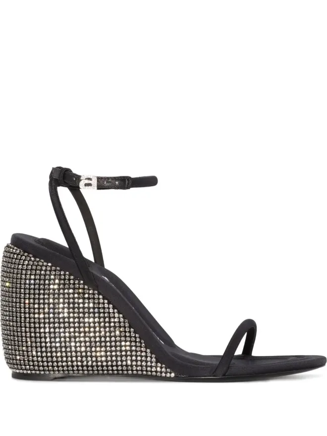 Alexander Wang Alexander Wang ダリア クリスタル装飾ウェッジサンダル - ブラックの商品画像