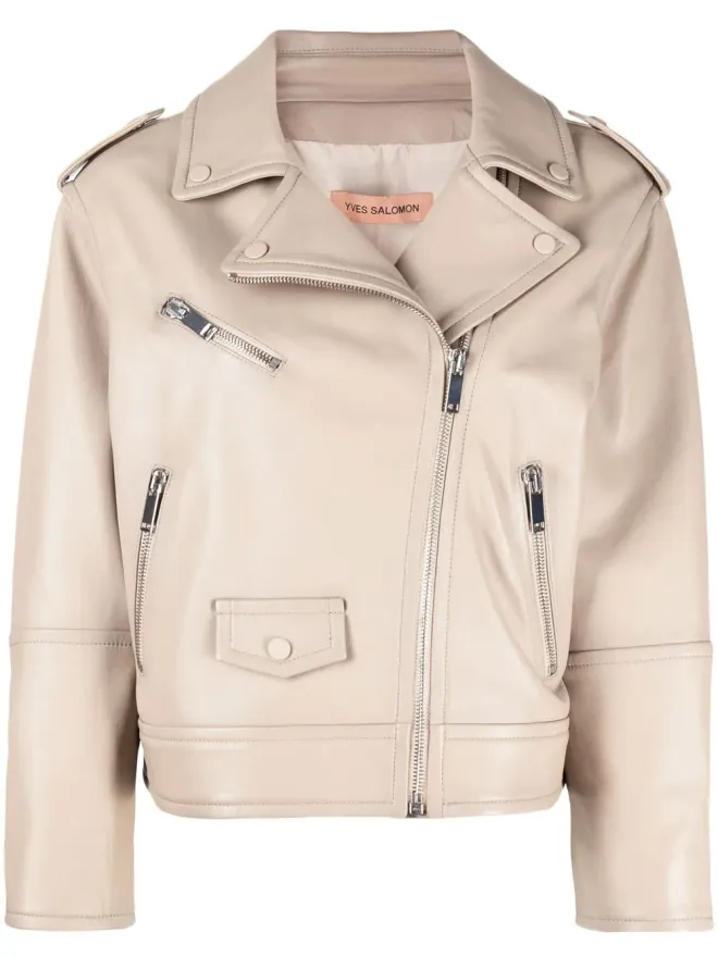Yves Salomon Yves Salomon ジップアップレザーバイカージャケットの商品画像
