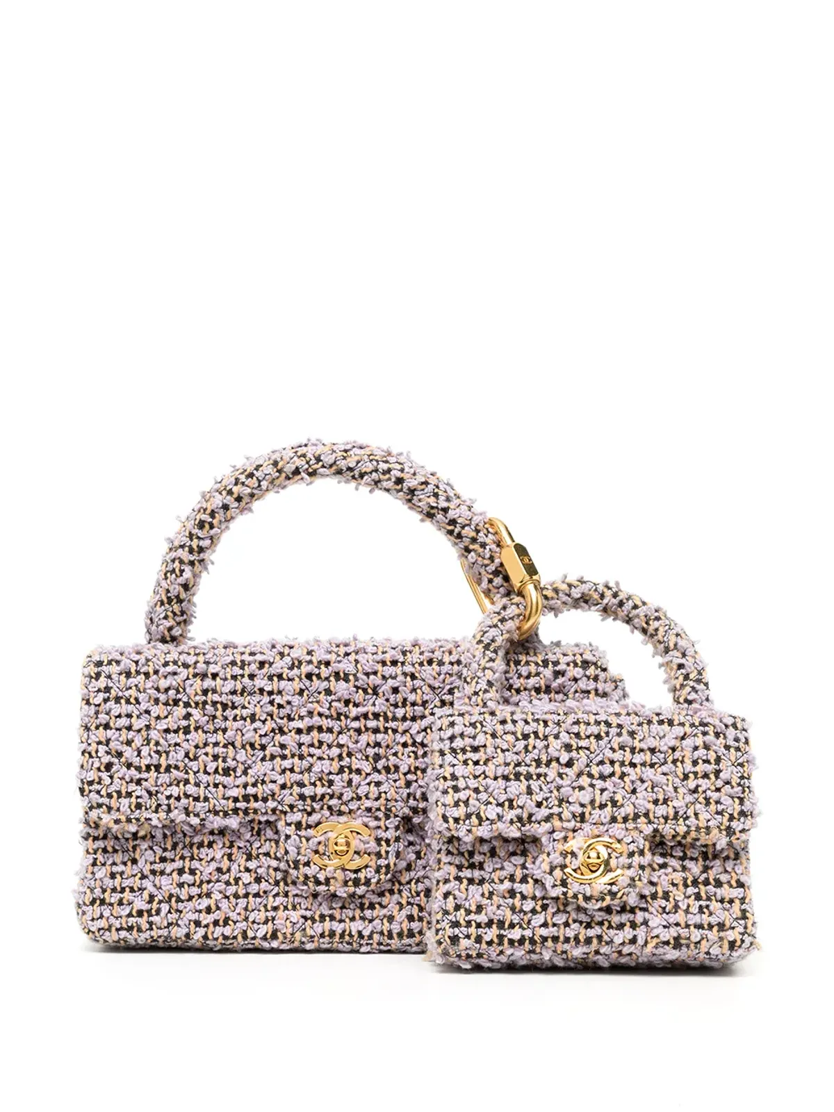 CHANEL Pre-Owned ツイード2-in-1ハンドバッグセット - パープル - 画像1