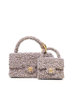 CHANEL Pre-Owned ツイード2-in-1ハンドバッグセット - パープル - サムネイル1