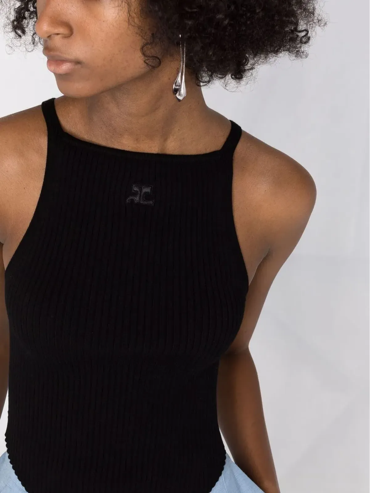 Courrèges Mesh Tips リブ編みタンクトップ - 画像3