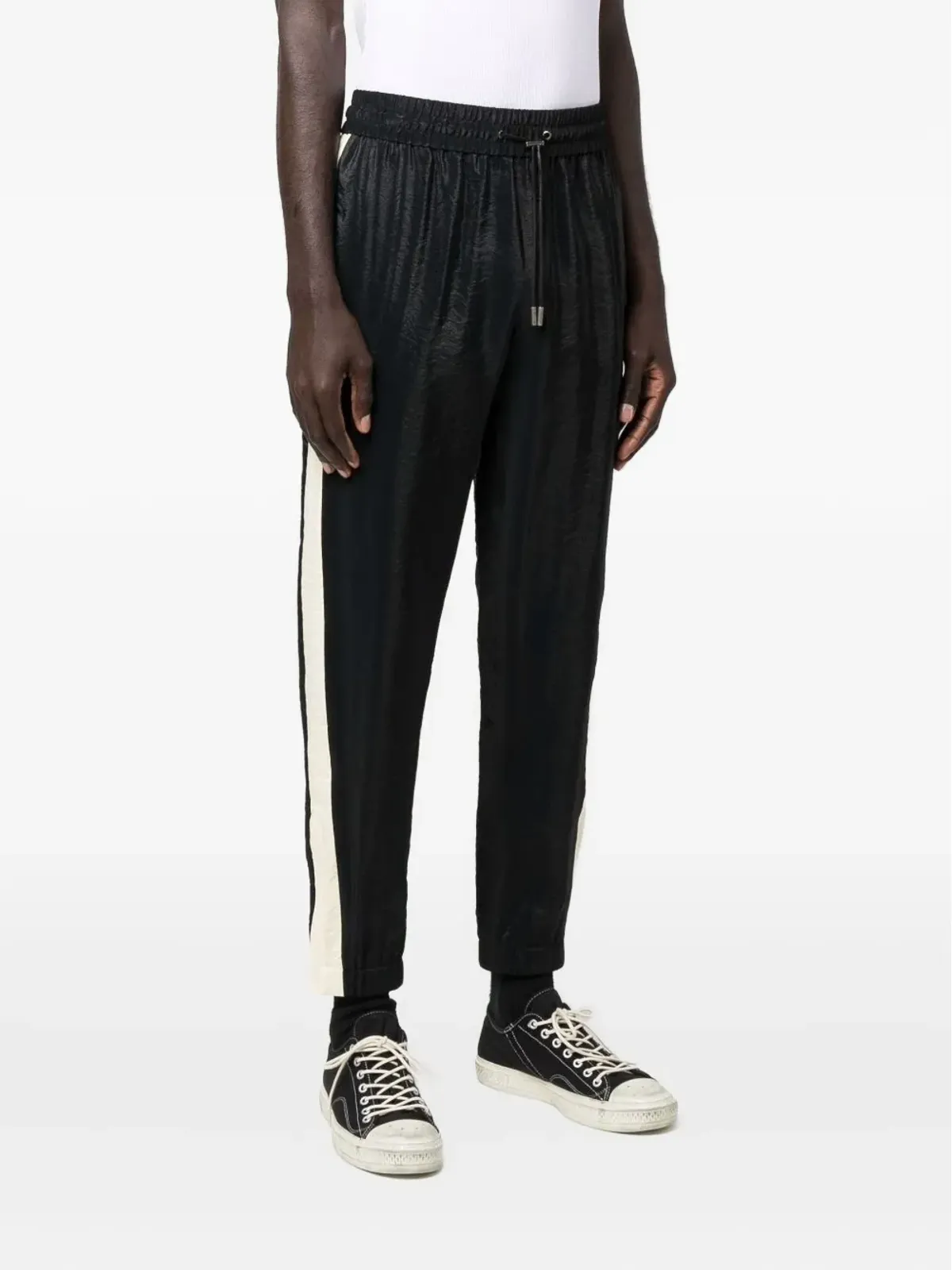Saint Laurent サイドストライプ テーパードパンツ - ブラック - 画像3
