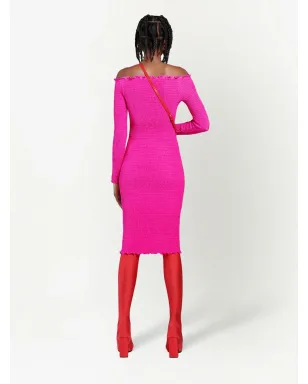 Balenciaga オフショルダースモック ミディドレス - サムネイル3