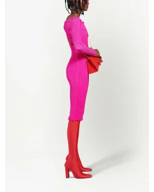 Balenciaga オフショルダースモック ミディドレス - サムネイル4