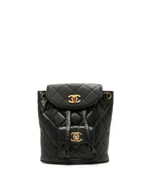 CHANEL ビンテージ デューマ ダイヤモンドキルティング バックパック - ブラック - サムネイル1