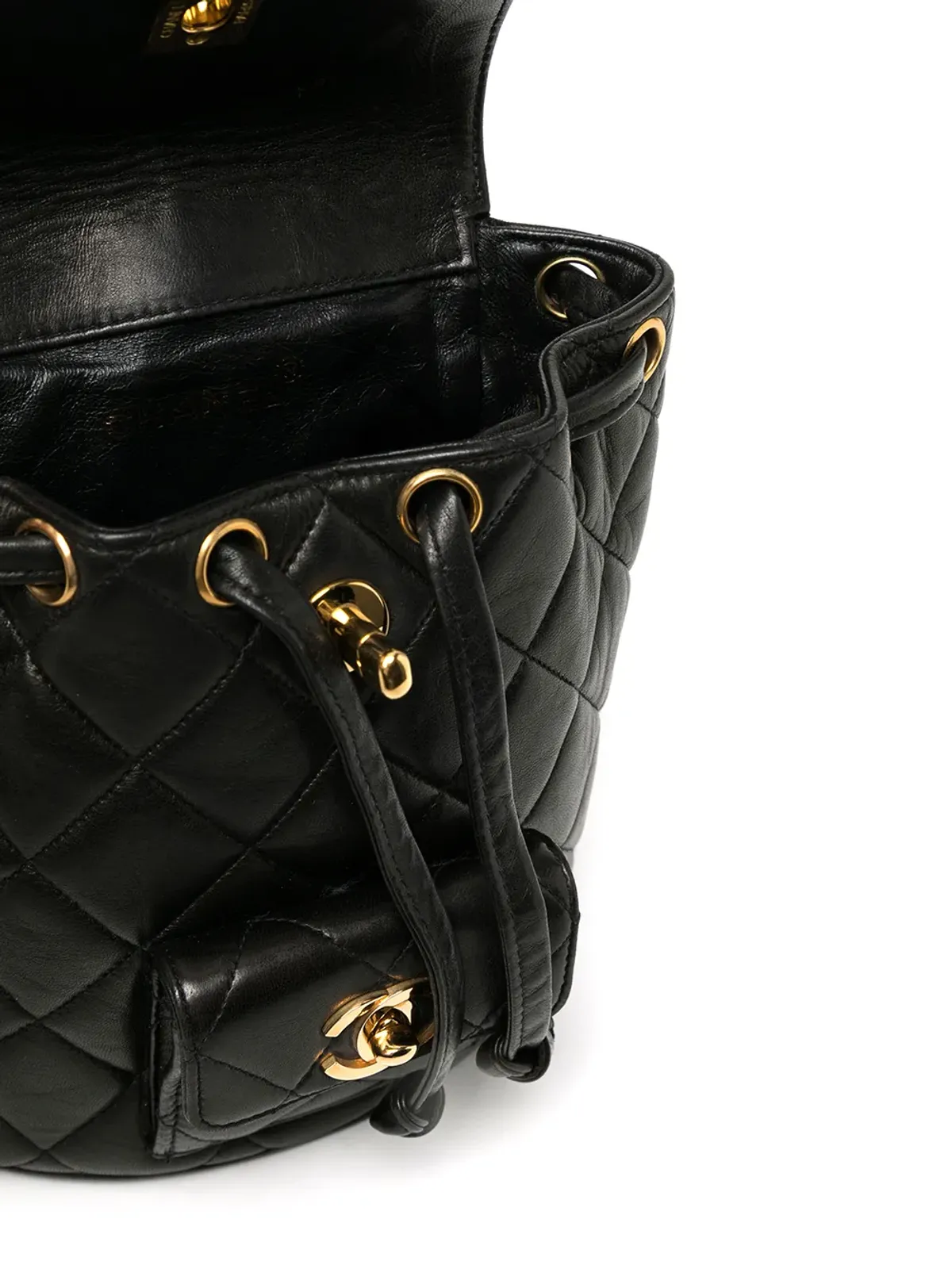 CHANEL ビンテージ デューマ ダイヤモンドキルティング バックパック - ブラック - 画像5