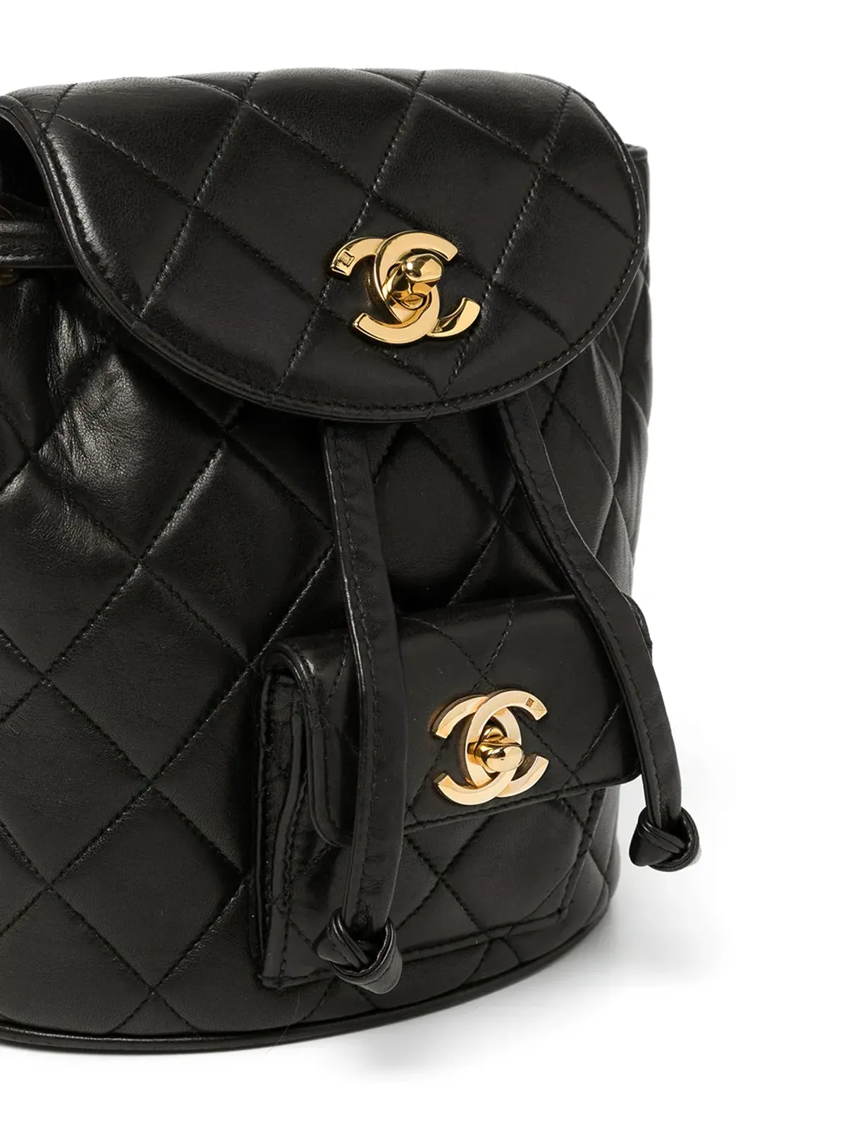 CHANEL ビンテージ デューマ ダイヤモンドキルティング バックパック - ブラック - 画像4