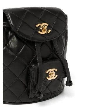 CHANEL ビンテージ デューマ ダイヤモンドキルティング バックパック - ブラック - サムネイル4