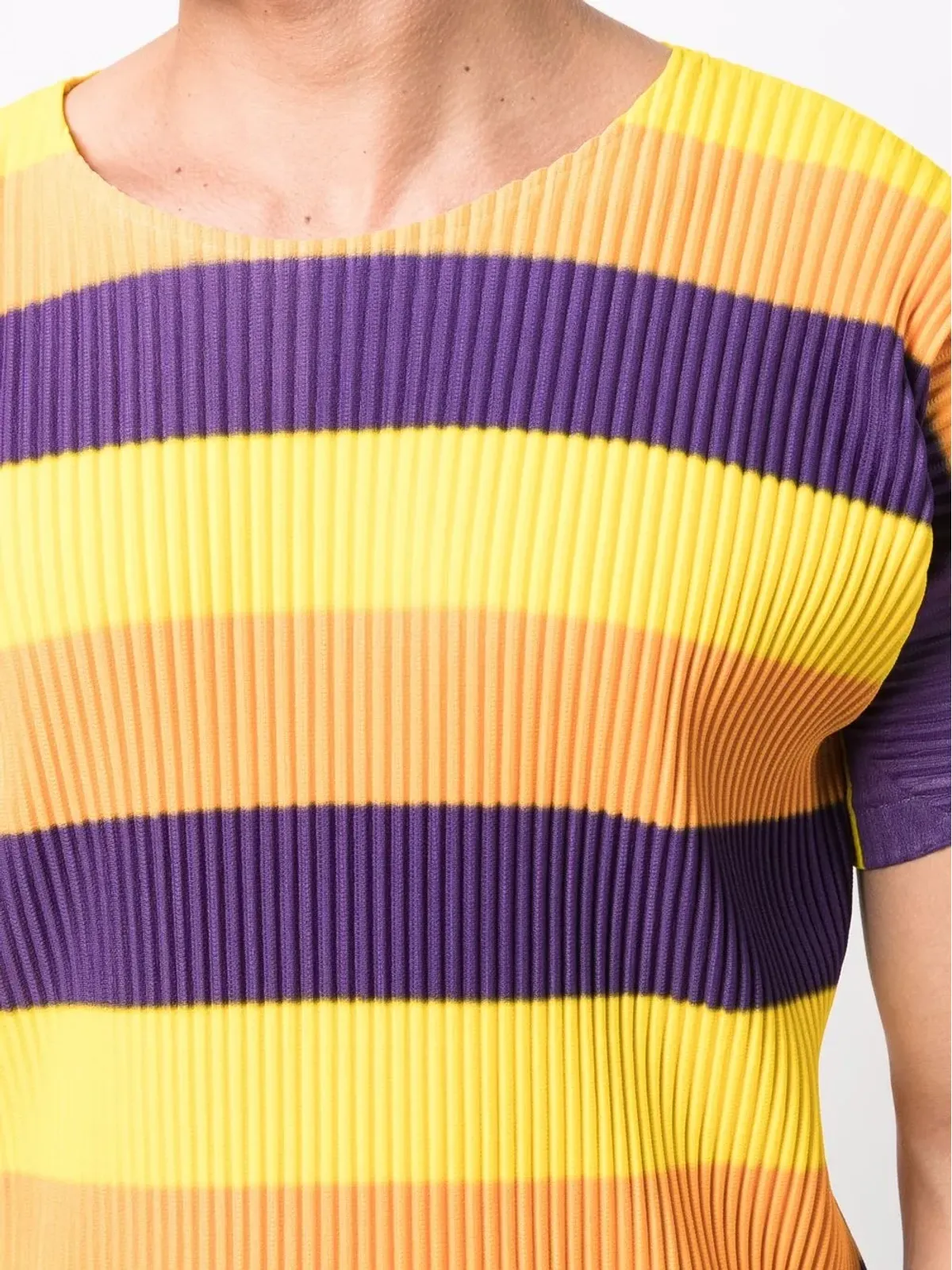 Issey Miyake Pre-Owned プリーツ加工ストライプTシャツ イエロー - 画像5
