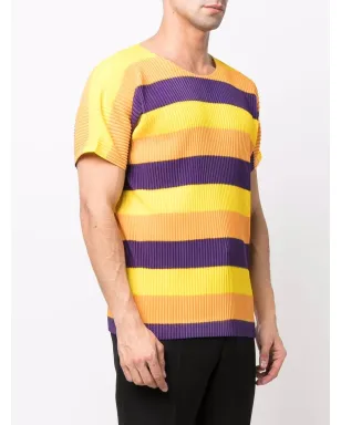 Issey Miyake Pre-Owned プリーツ加工ストライプTシャツ イエロー - サムネイル3