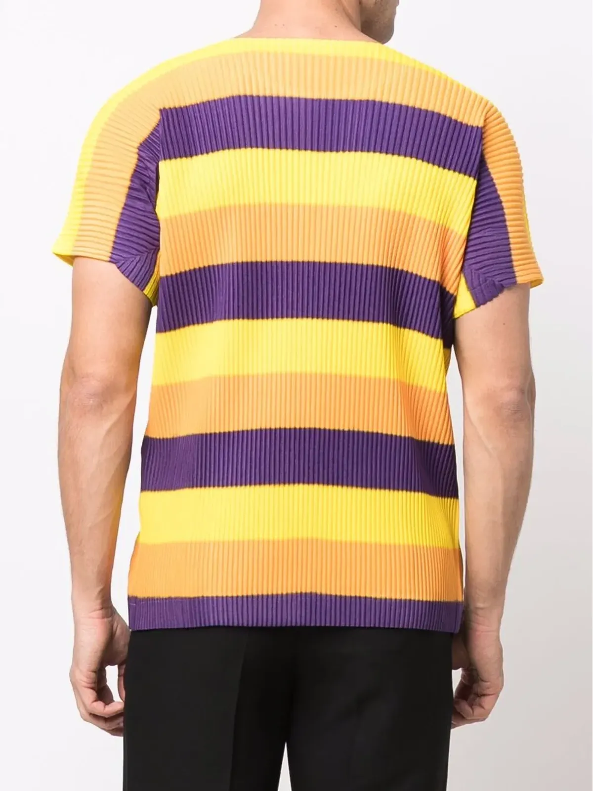 Issey Miyake Pre-Owned プリーツ加工ストライプTシャツ イエロー - 画像4