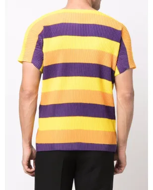 Issey Miyake Pre-Owned プリーツ加工ストライプTシャツ イエロー - サムネイル4