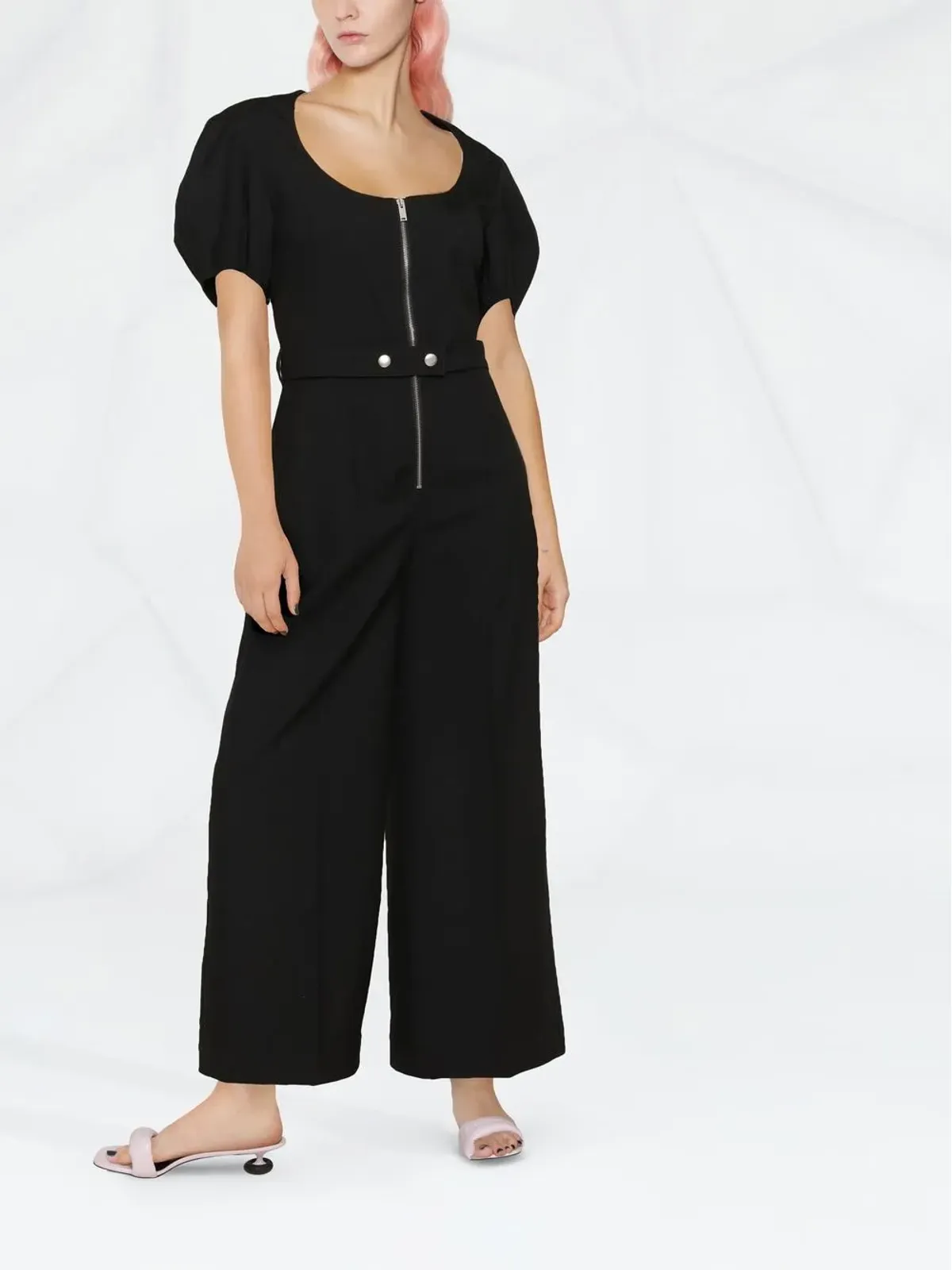 Stella McCartney パフスリーブジップ付きワイドレッグジャンプスーツ - 画像2