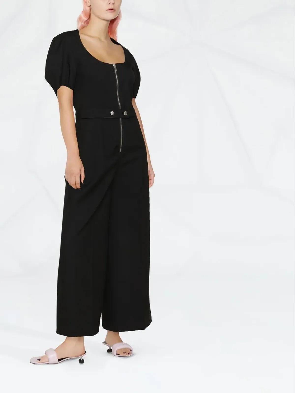 Stella McCartney パフスリーブジップ付きワイドレッグジャンプスーツ - 画像4