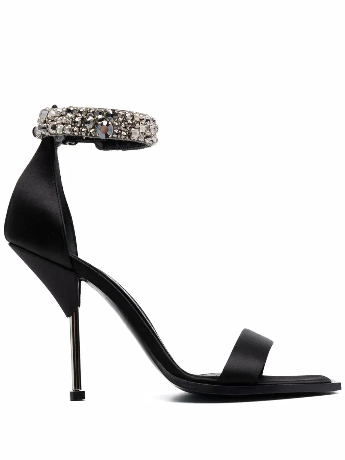 Alexander McQueen satin-embellished sandals - Black - 画像1
