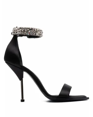 Alexander McQueen satin-embellished sandals - Black - サムネイル1