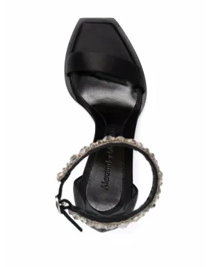 Alexander McQueen satin-embellished sandals - Black - サムネイル4