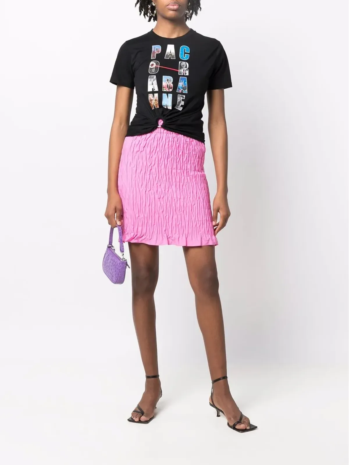 MSGM シャーリング風ミニスカート ピンク - 画像2