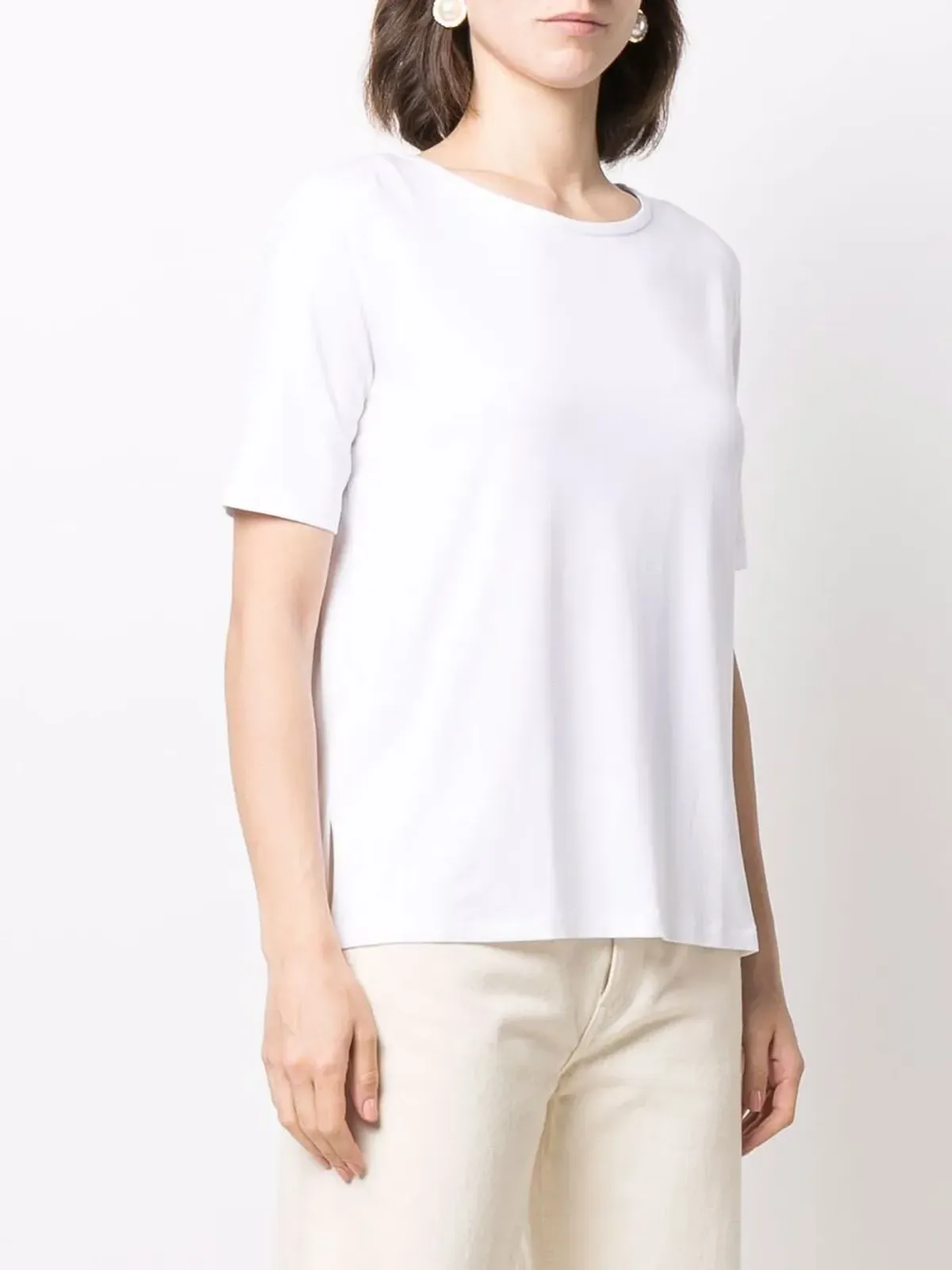 Le Tricot Perugia スクープネックTシャツ（ホワイト） - 画像3