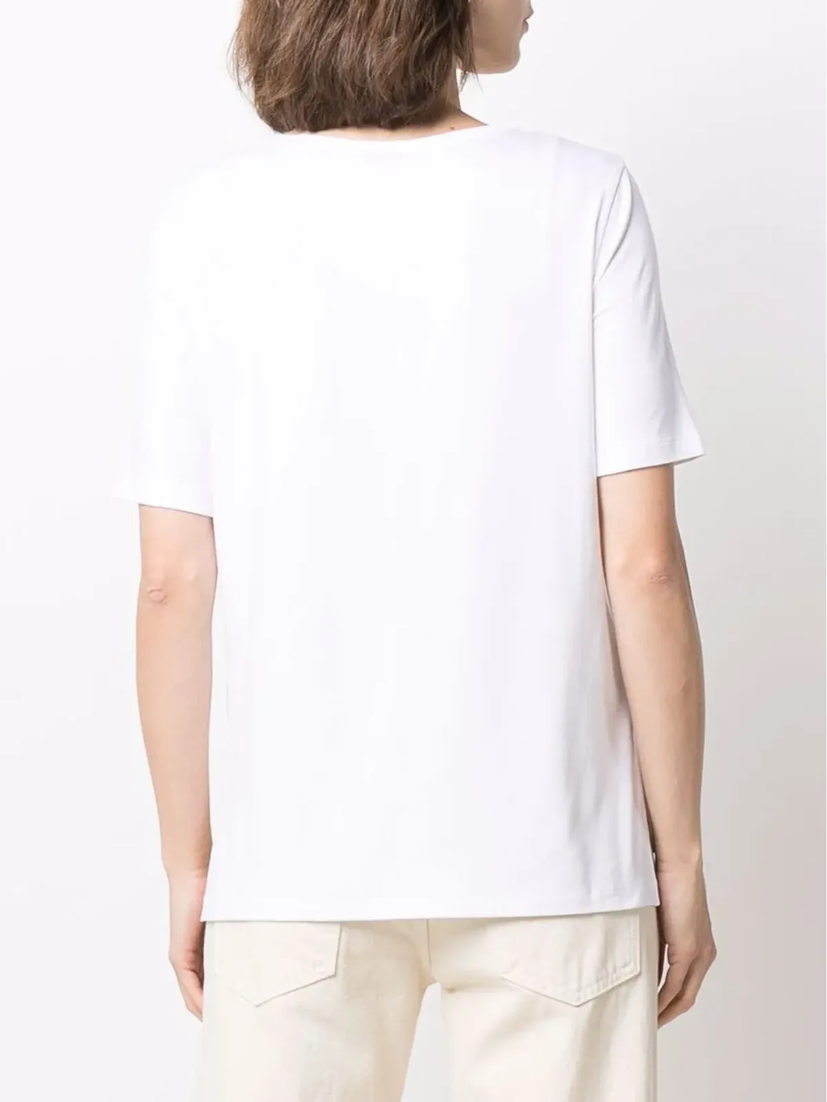 Le Tricot Perugia スクープネックTシャツ（ホワイト） - 画像4