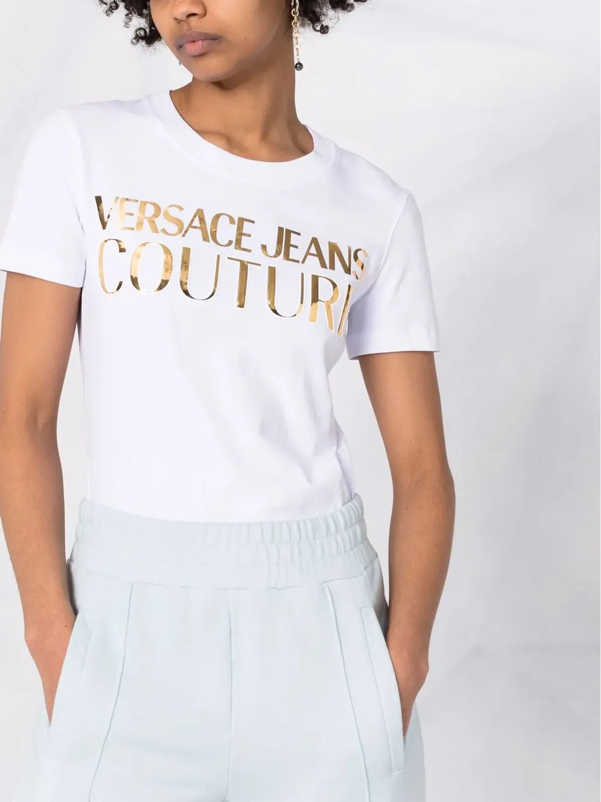 Versace Jeans Couture ロゴプリント メタリック Tシャツ - 画像5